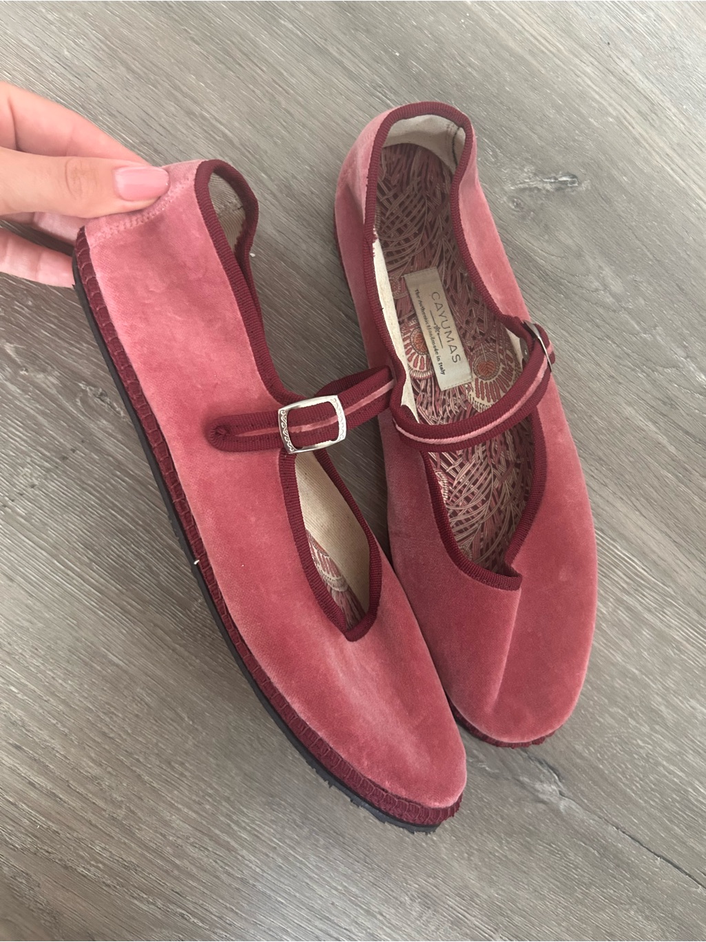 Cayumas Rose Pink Velvet Mary Jane Flats — image 2 of 5